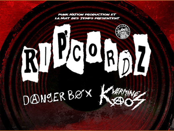 Affiche de concert punk avec Ripcordz, Danger Box et vermime Kaos